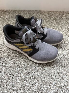 adidas Gray Sneakers with Yellow Stripes
